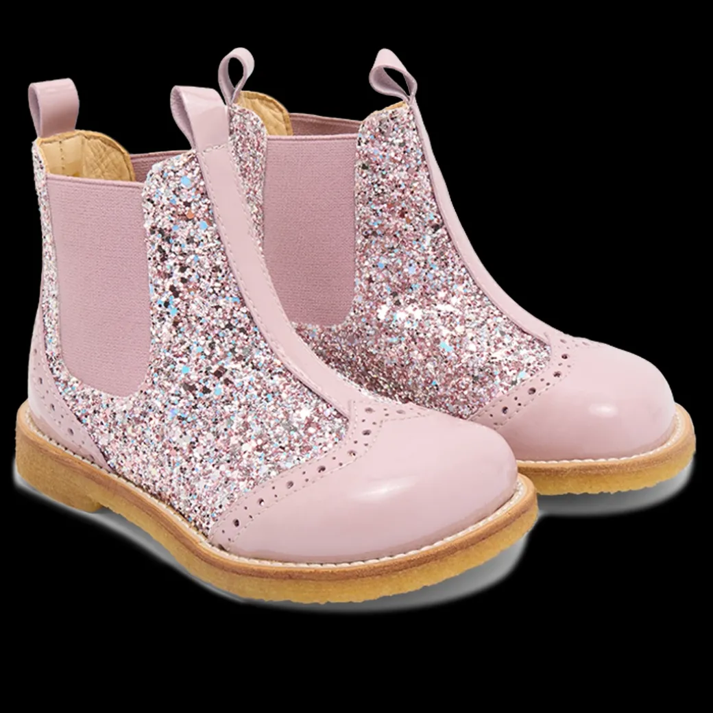 Chelsea Støvle Med Glitter Og Brogues Detaljer