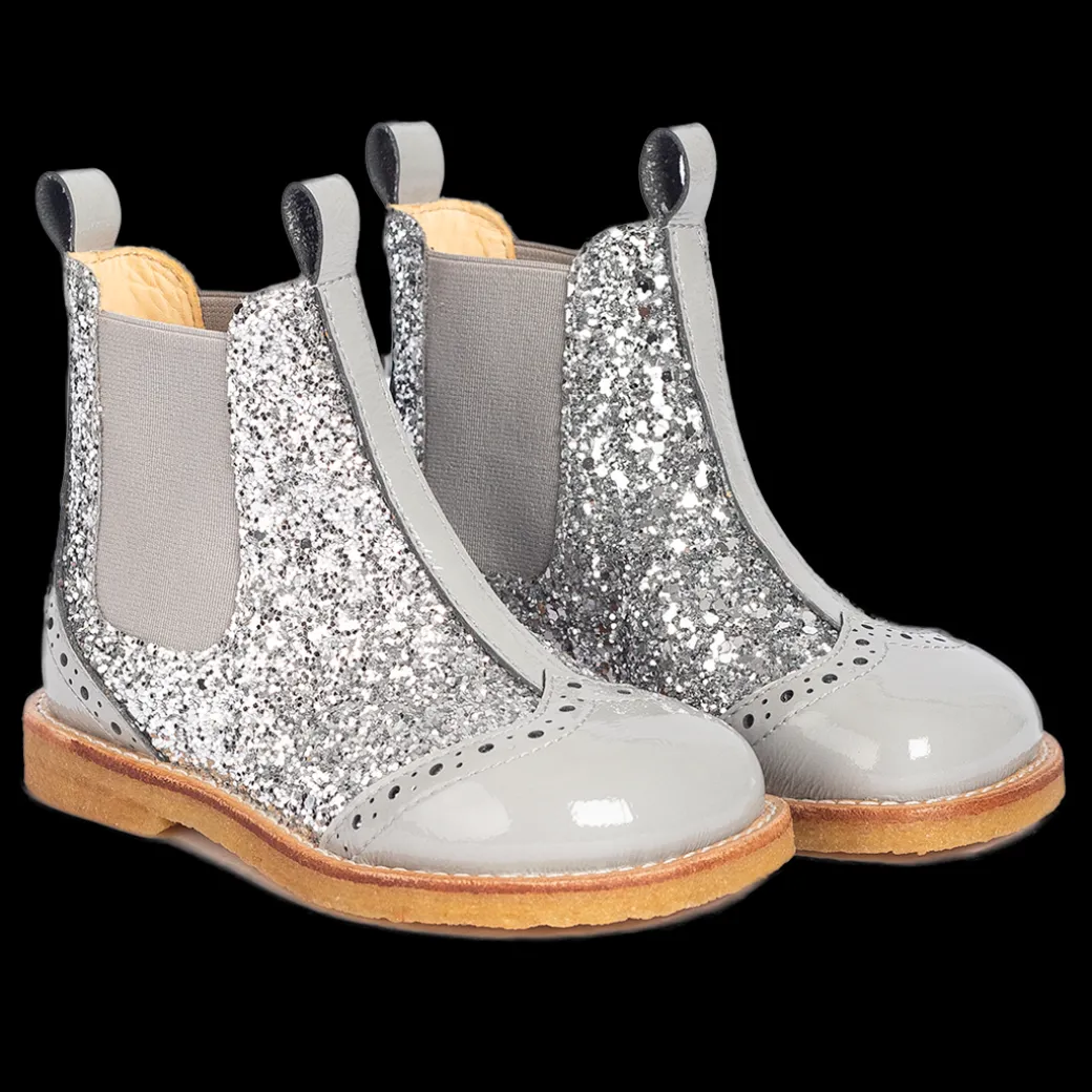 Chelsea Støvle Med Glitter Og Brogues Detaljer
