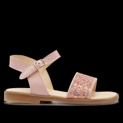 Glittersandal Med åben Tå Og Spændelukning
