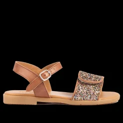 Glittersandal Med Spænde Og Velcrolukning