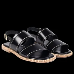 Lædersandal Med Bølge Kanter