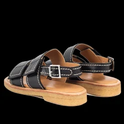 Sandal Med Detalje Stikninger, Velcro Og Spænde
