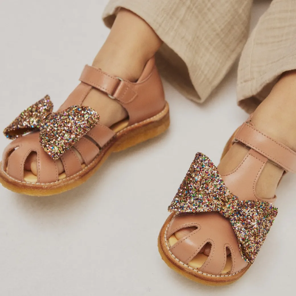 Sandal Med Glittersløjfe Og Velcrolukning