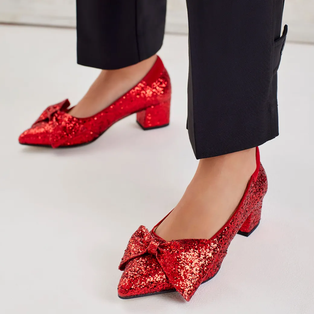 Sløjfe Pump I Funklende Glitter