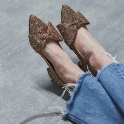 Sløjfe Pump I Funklende Glitter
