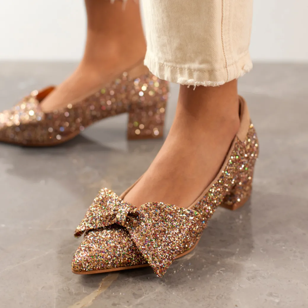 Sløjfe Pump I Funklende Glitter