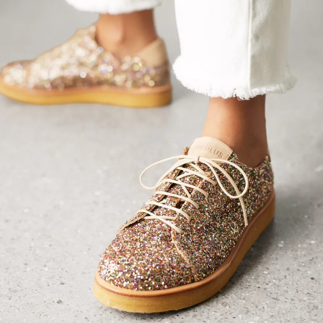 Sneaker I Glitter På Plateausål